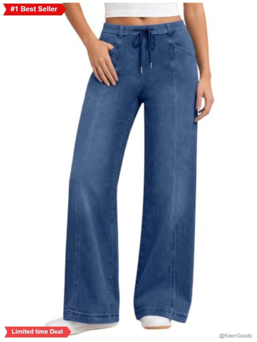 High Waisted Wide Leg Stretchy Denim Jeans Drawstring Baggy Y2K